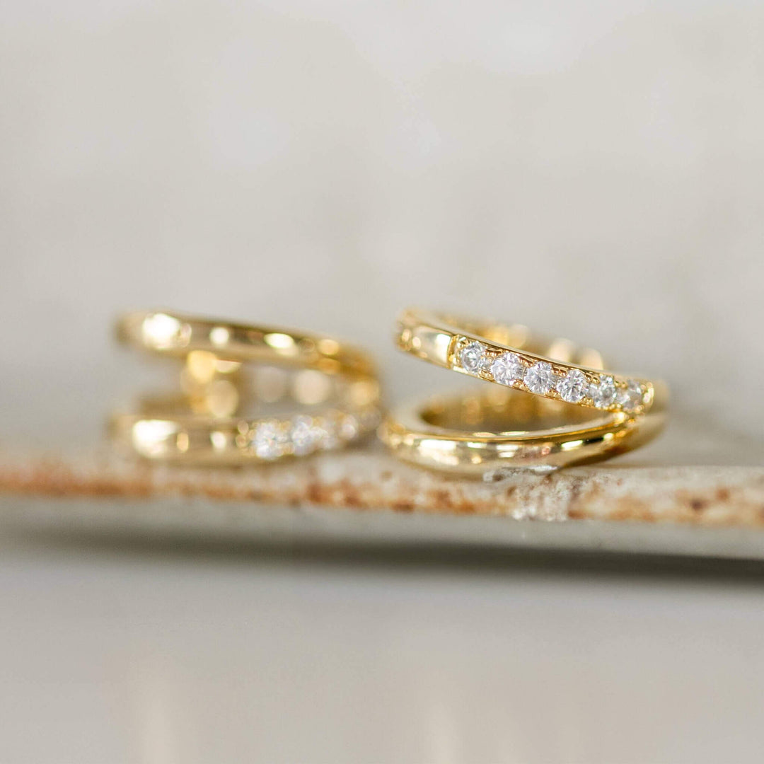 Crystal Accent Double Hoop Earrings