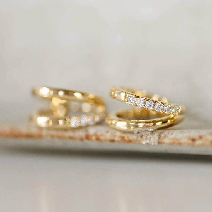 Crystal Accent Double Hoop Earrings