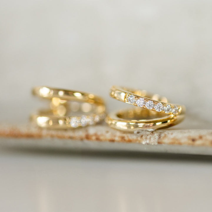 Crystal Accent Double Hoop Earrings