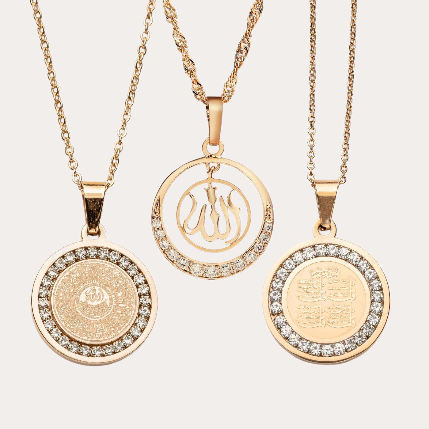 Crystal Bundle | 4 Qul + Allah Crystal + Ayatul Kursi Crystal Necklace