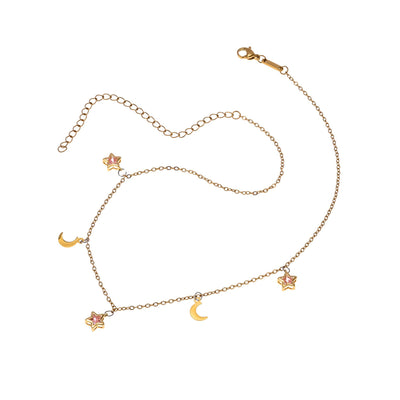 Crystal Moon and Stars Dangling Choker