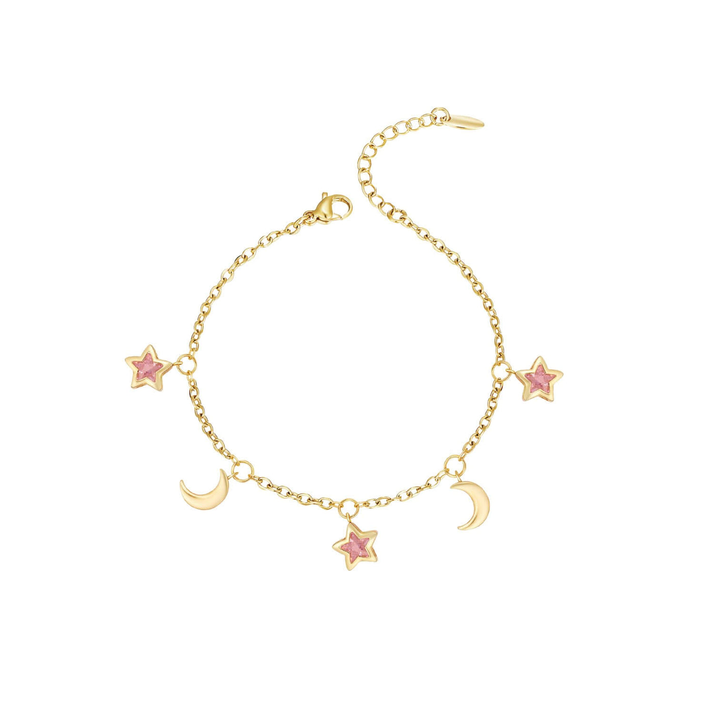 Crystal Moon and Stars Dangling Crystal Bracelet