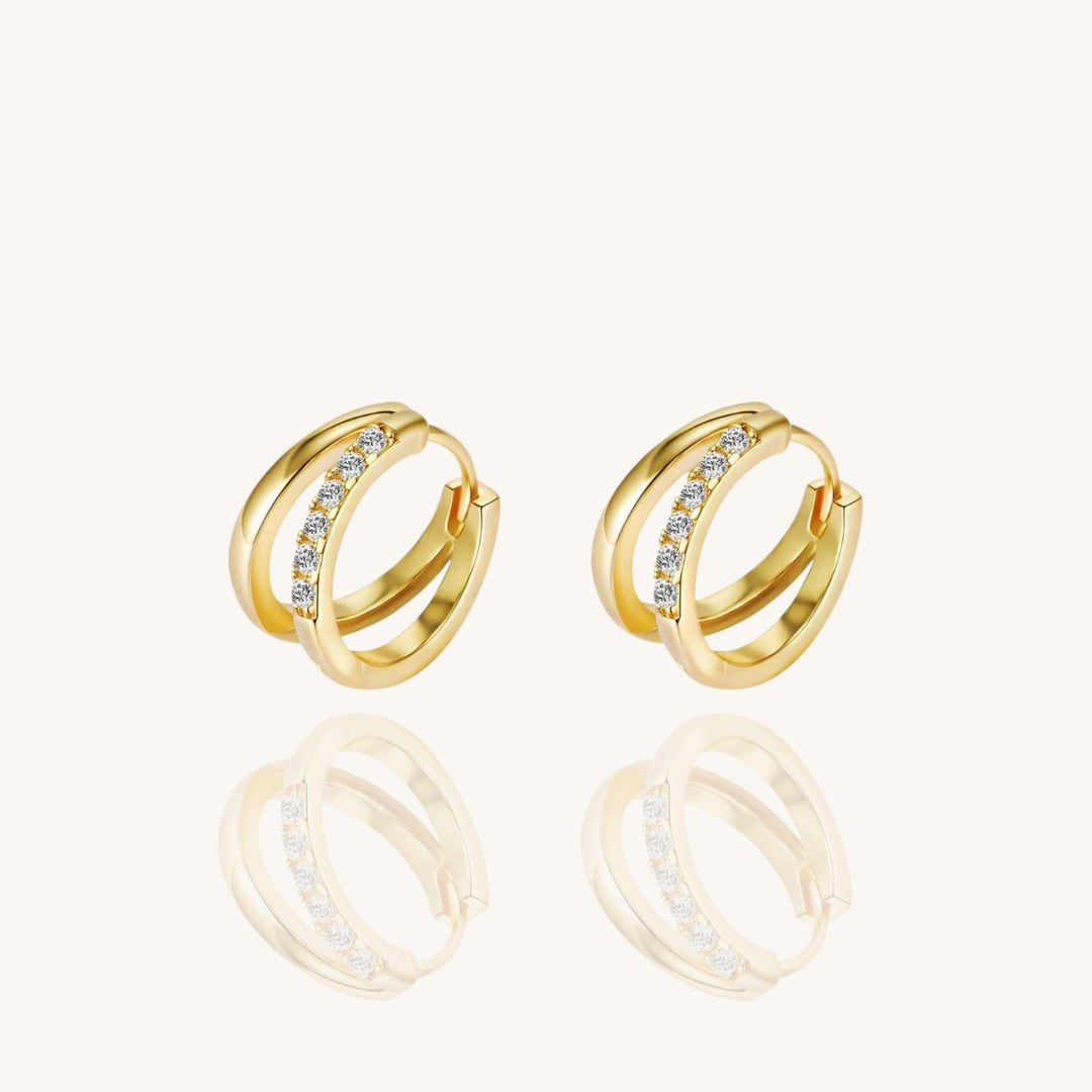 Crystal Accent Double Hoop Earrings