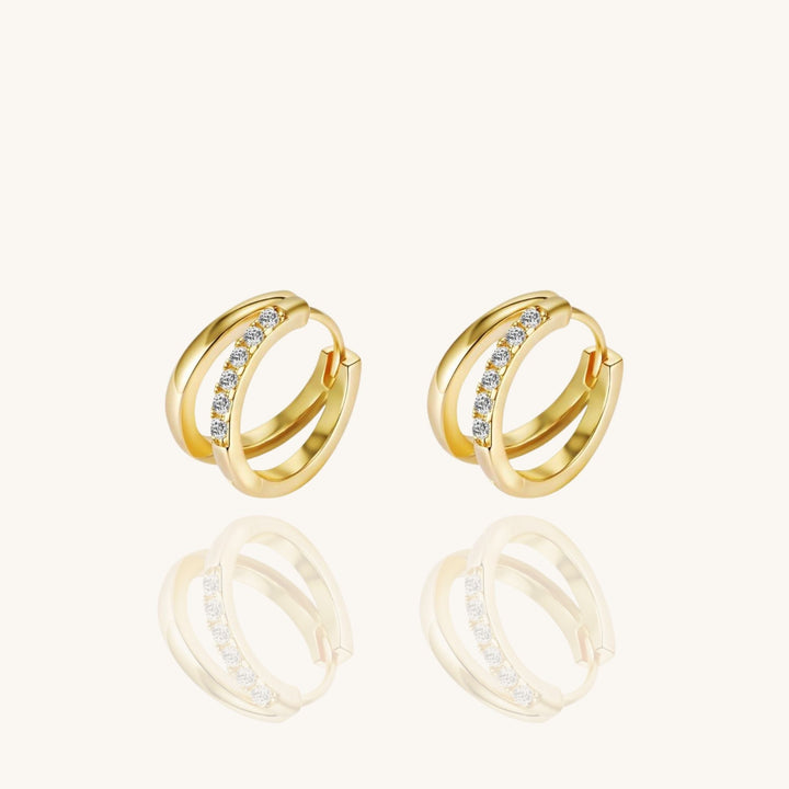 Crystal Accent Double Hoop Earrings