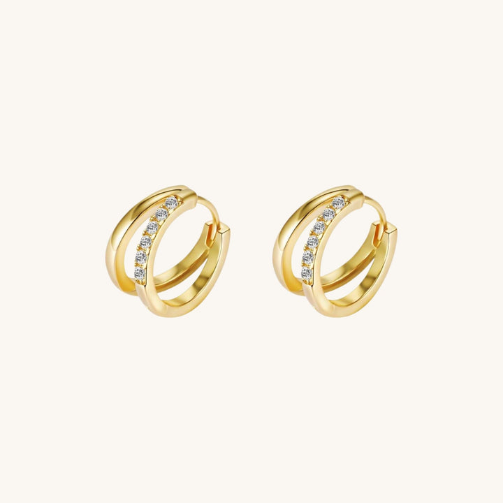 Crystal Accent Double Hoop Earrings
