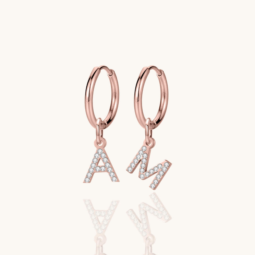 Custom Crystal Initial Earrings