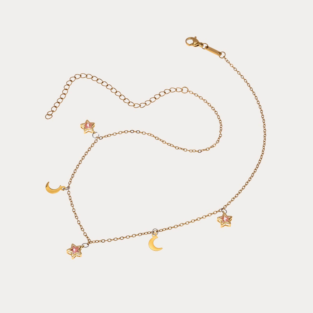 Crystal Moon and Stars Dangling Choker
