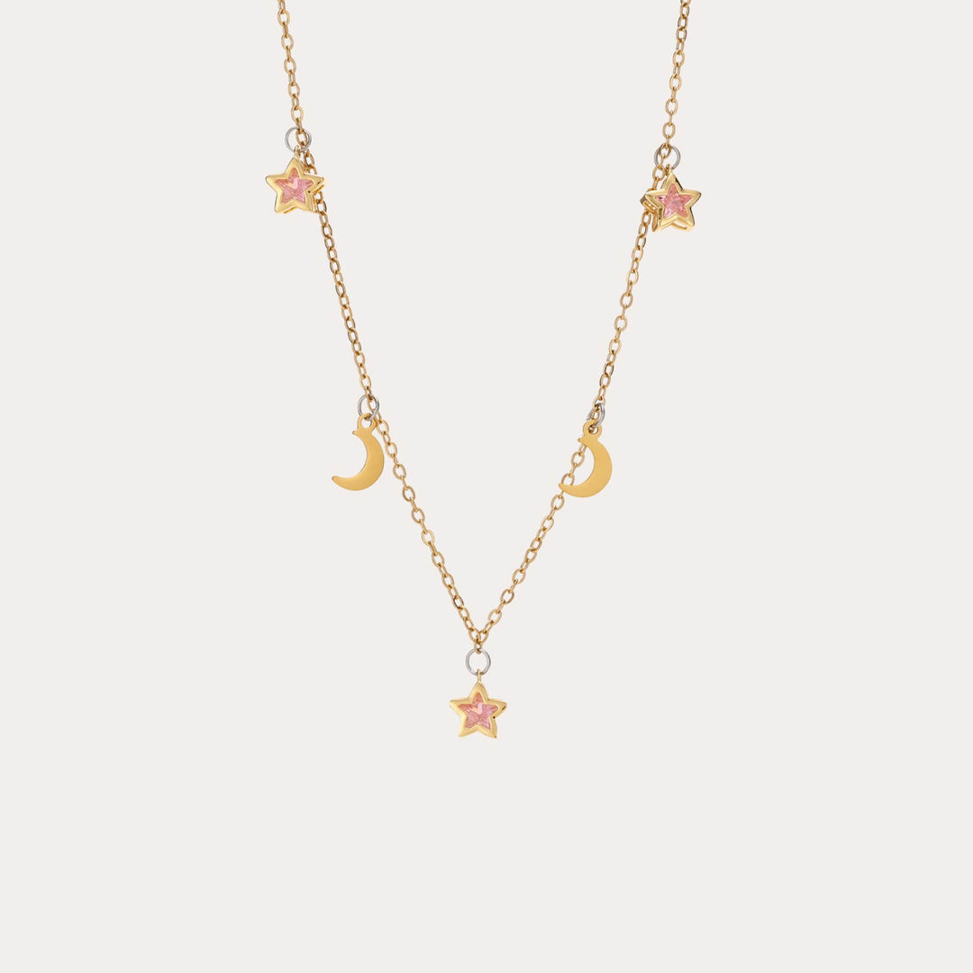 Crystal Moon and Stars Dangling Choker