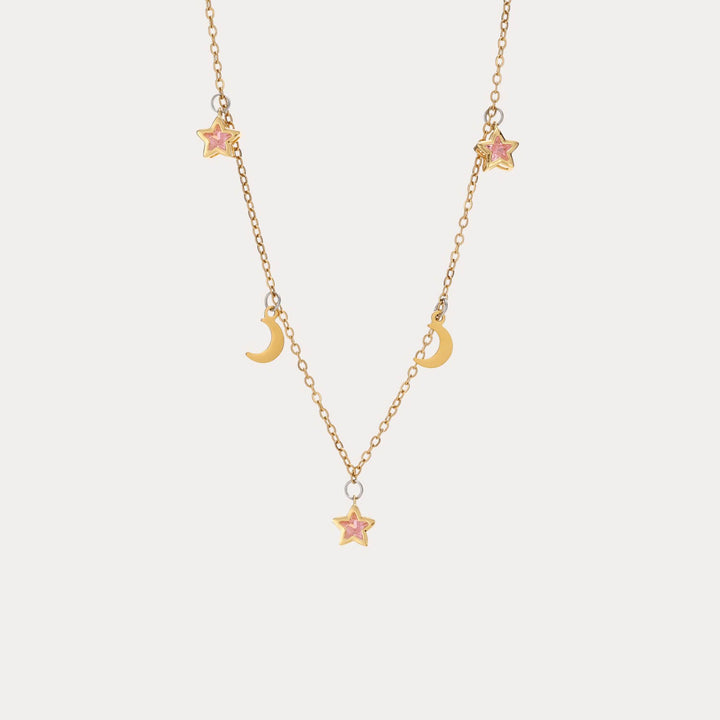 Crystal Moon and Stars Dangling Choker