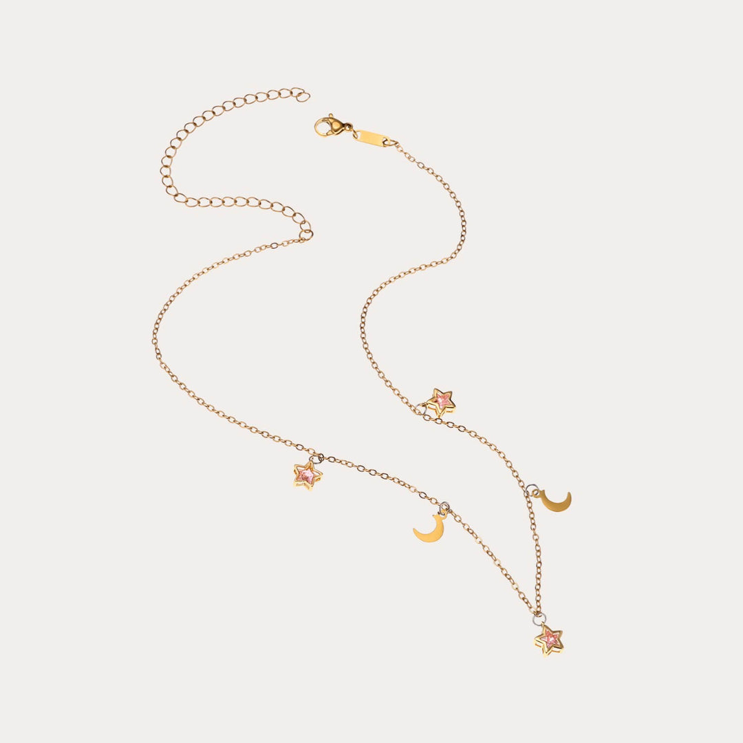 Crystal Moon and Stars Dangling Choker