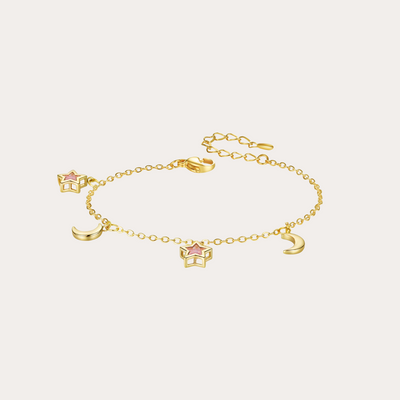 Crystal Moon and Stars Dangling Crystal Bracelet