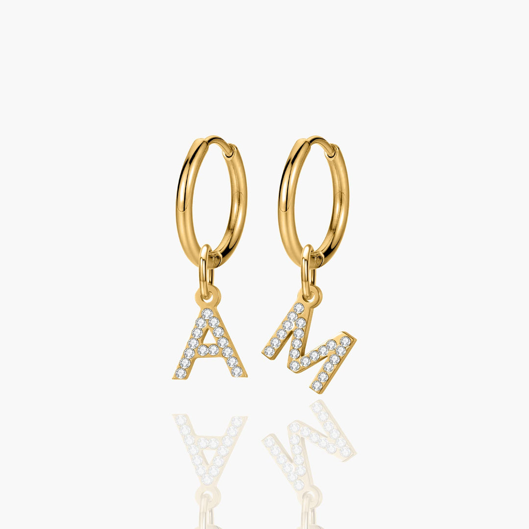 Custom Crystal Initial Earrings