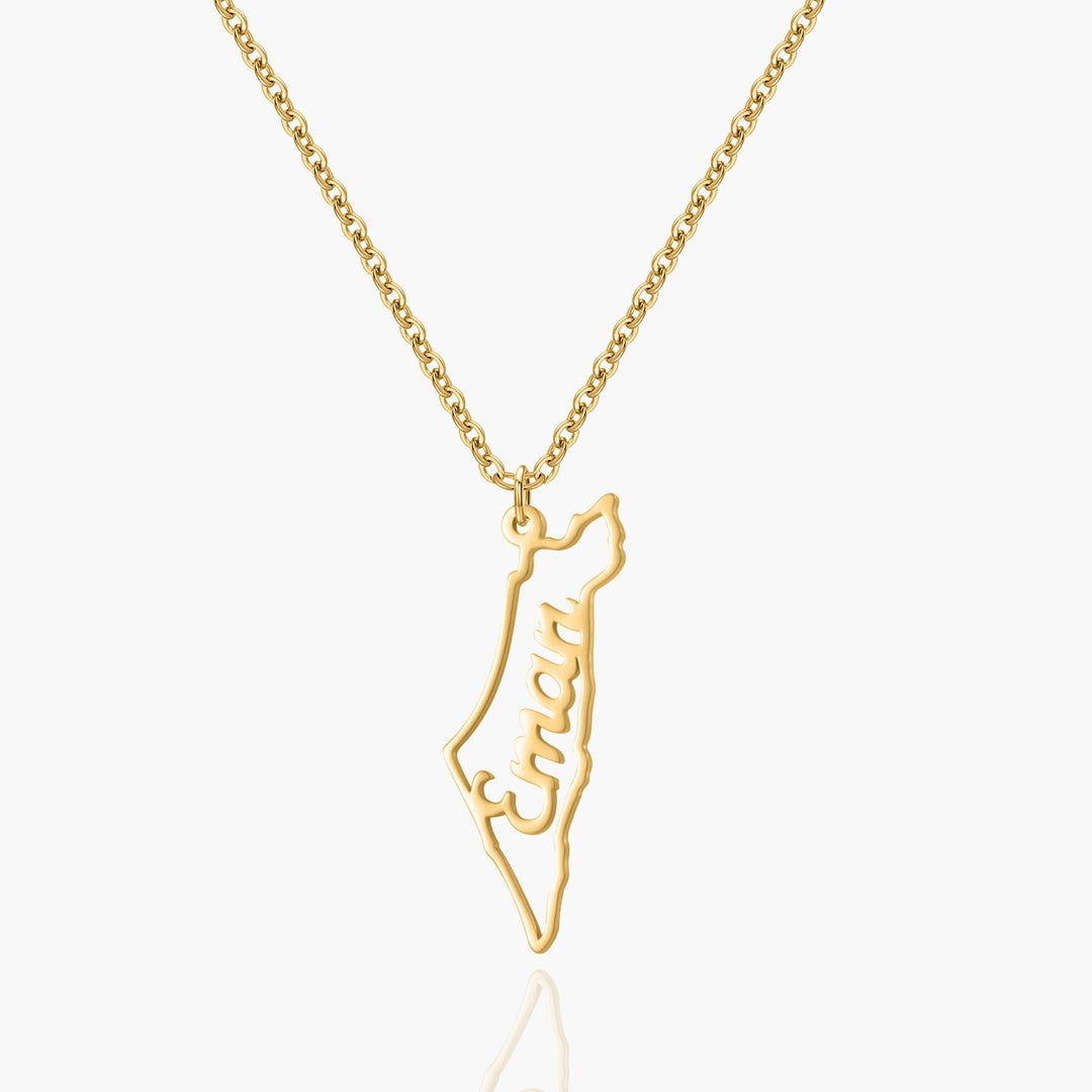 Custom Map Name Necklace | Palestine