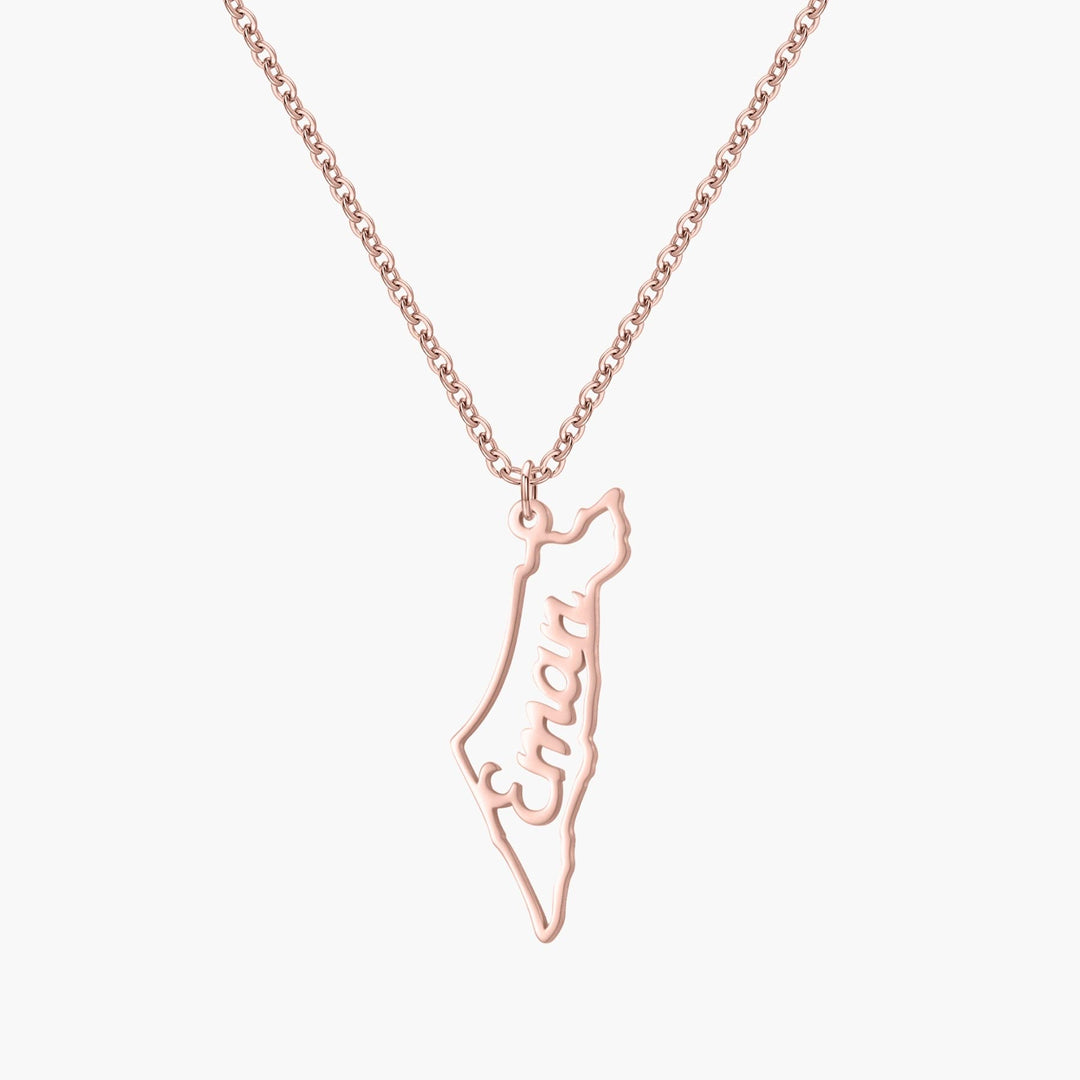 Custom Map Name Necklace | Palestine