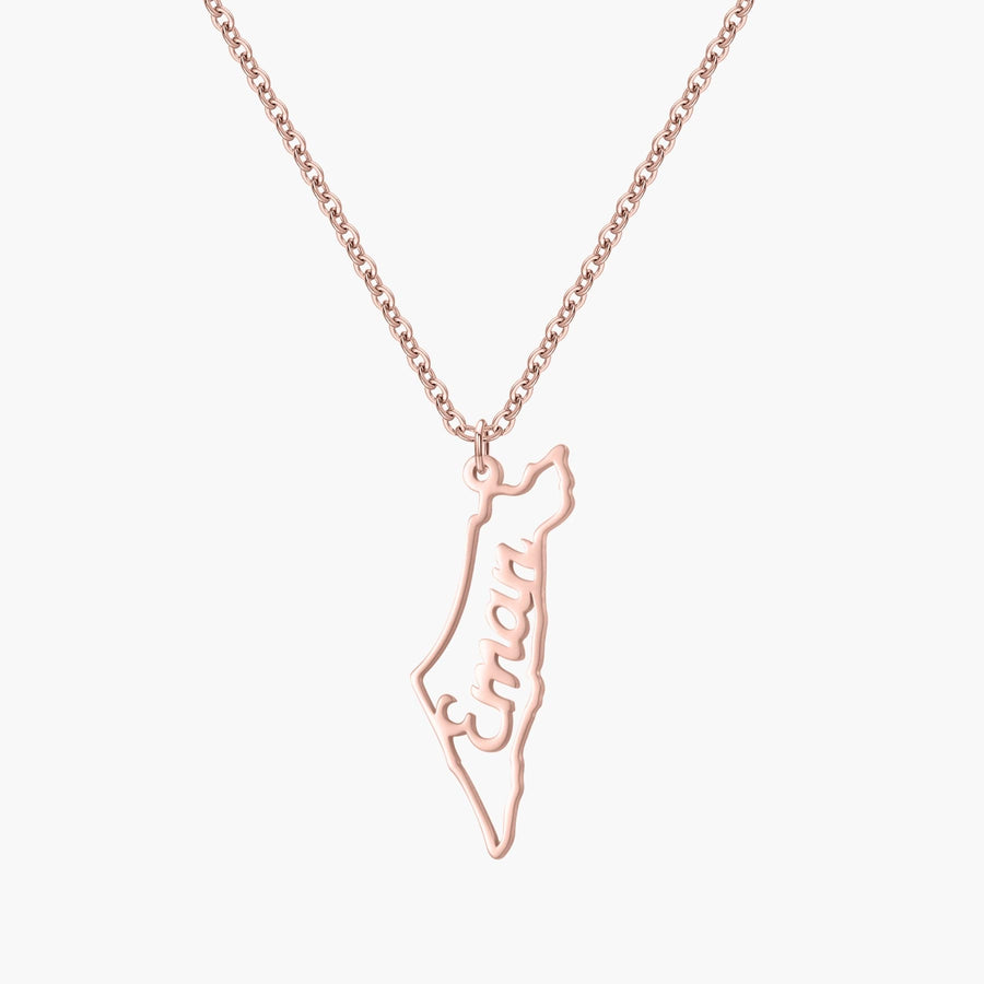 Custom Map Name Necklace | Palestine