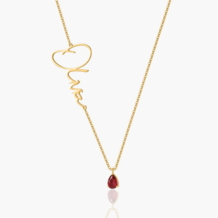 Custom Signature Birthstone Necklace