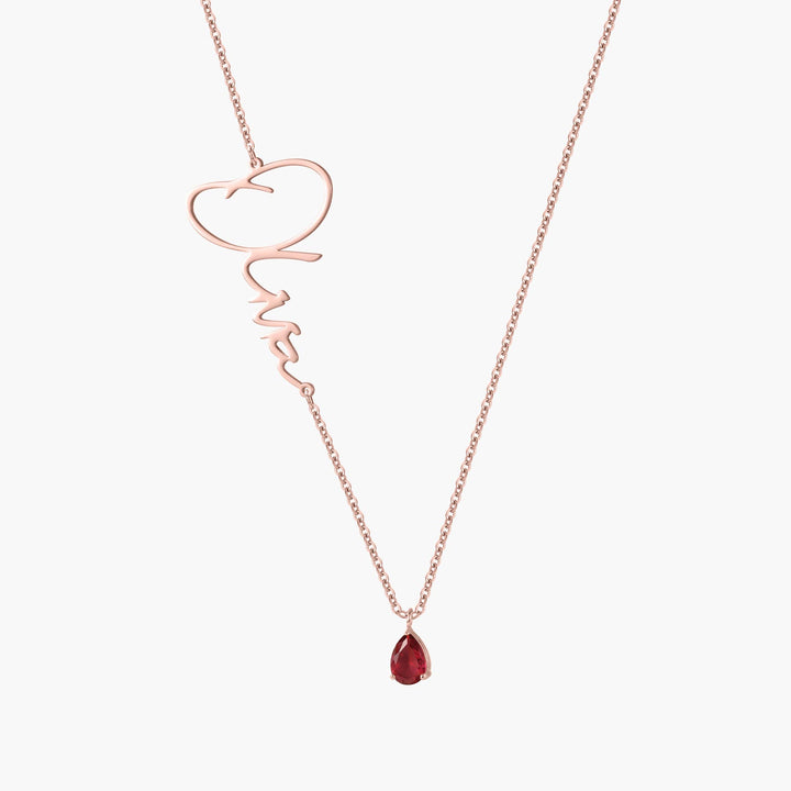 Custom Signature Birthstone Necklace