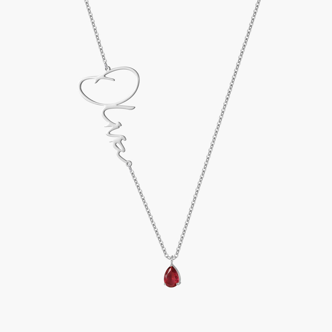 Custom Signature Birthstone Necklace