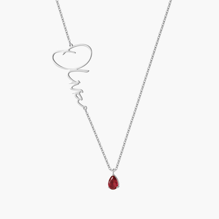 Custom Signature Birthstone Necklace