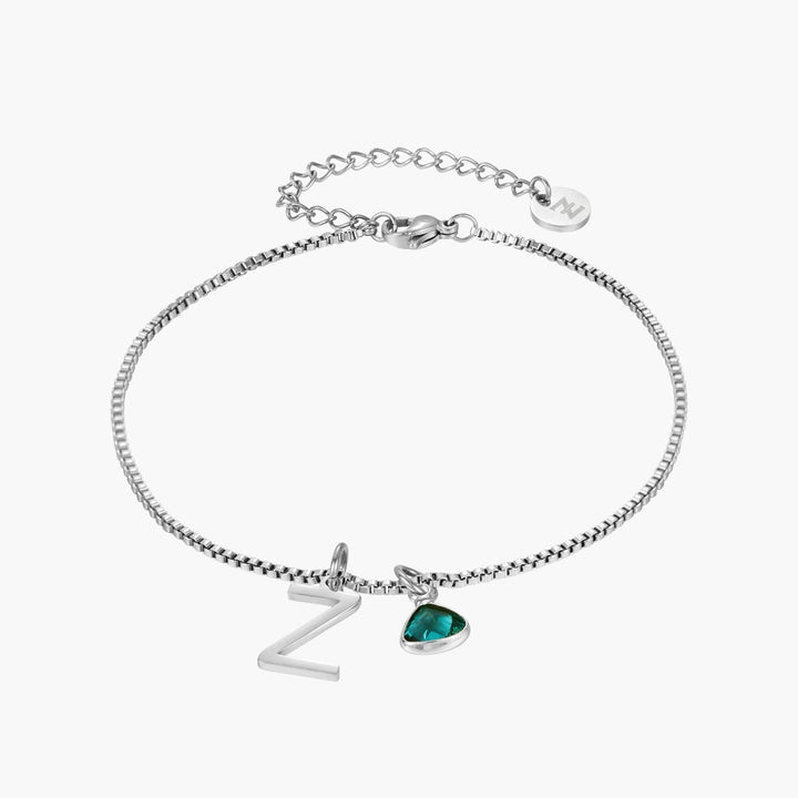 Custom Initial Birthstone Anklet