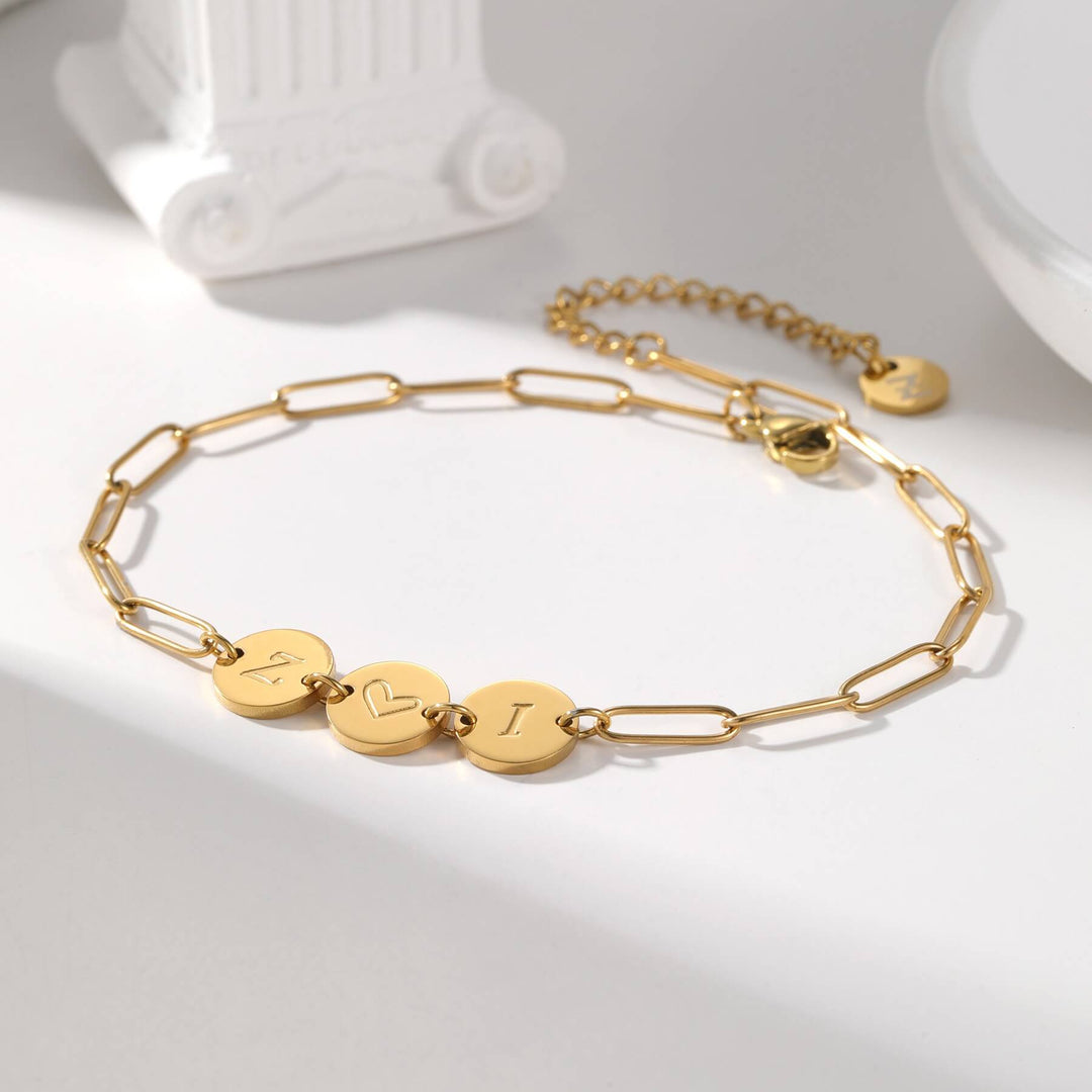 Custom 3-Initial Pin Chain Anklet