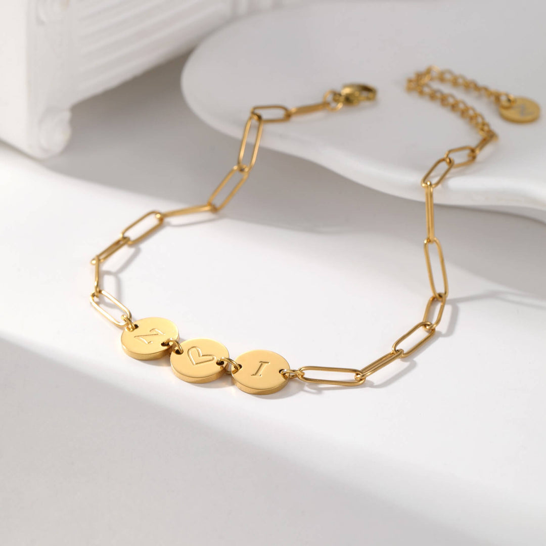 Custom 3-Initial Pin Chain Anklet