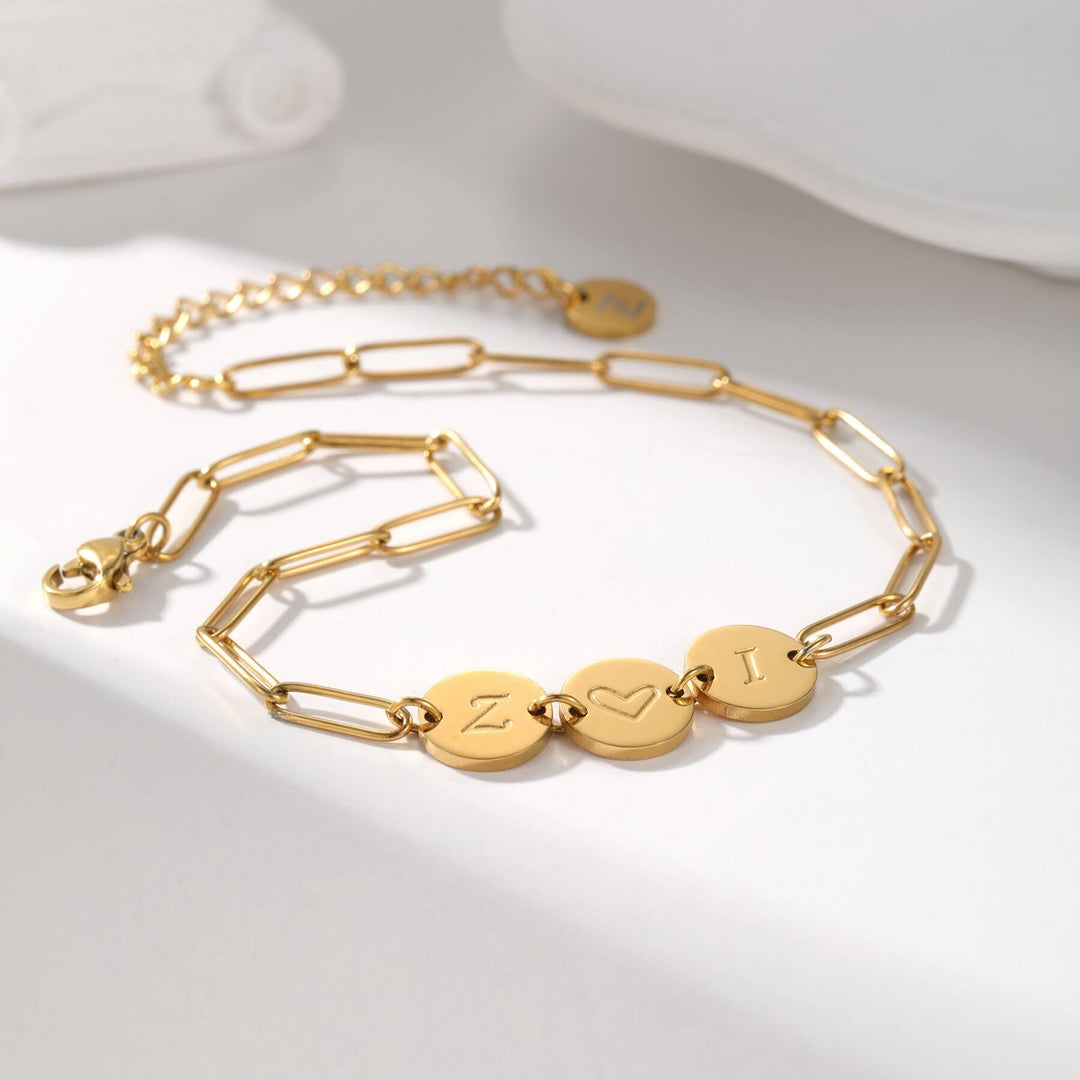 Custom 3-Initial Pin Chain Anklet