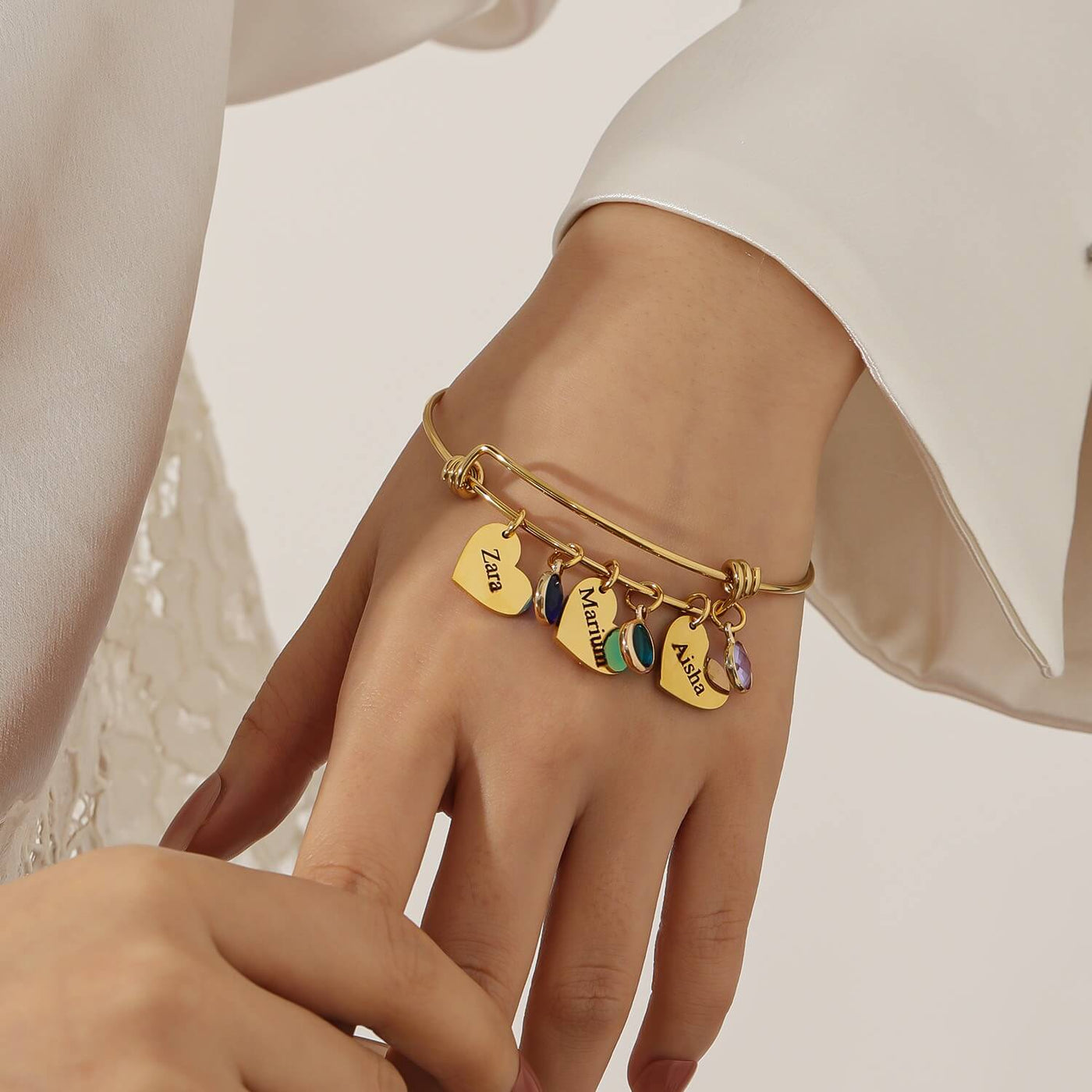 Custom Birthstone Name Bangle