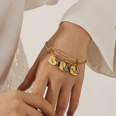 Custom Birthstone Name Bangle
