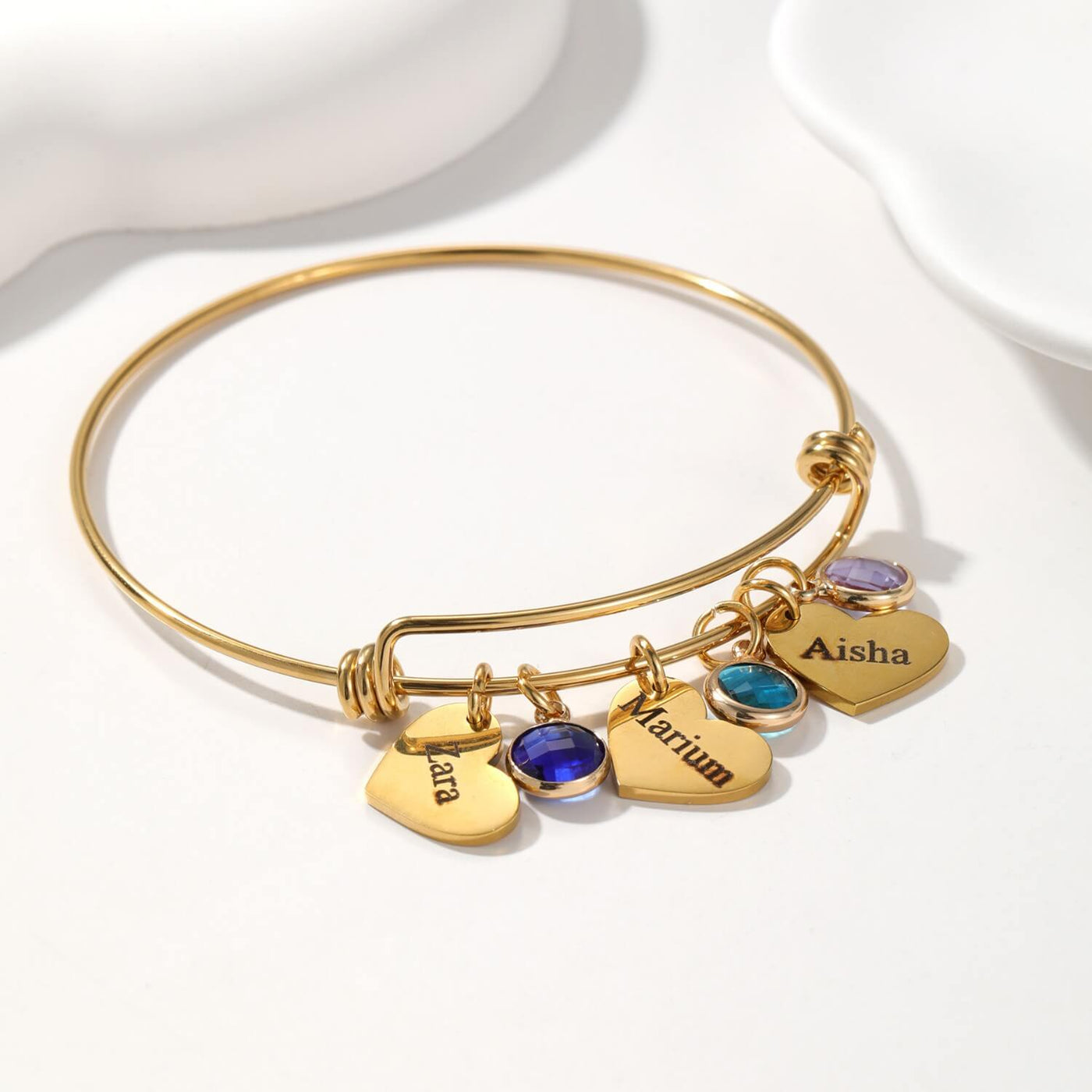 Custom Birthstone Name Bangle