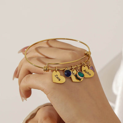 Custom Birthstone Name Bangle
