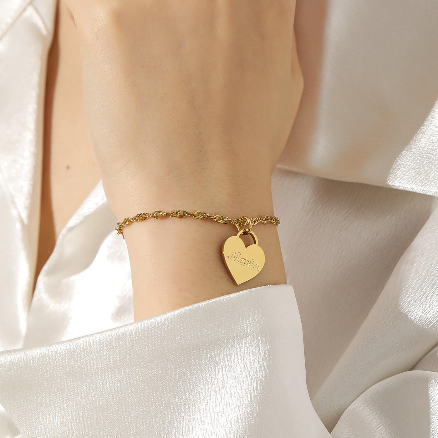 Custom Engraved Heart Bracelet