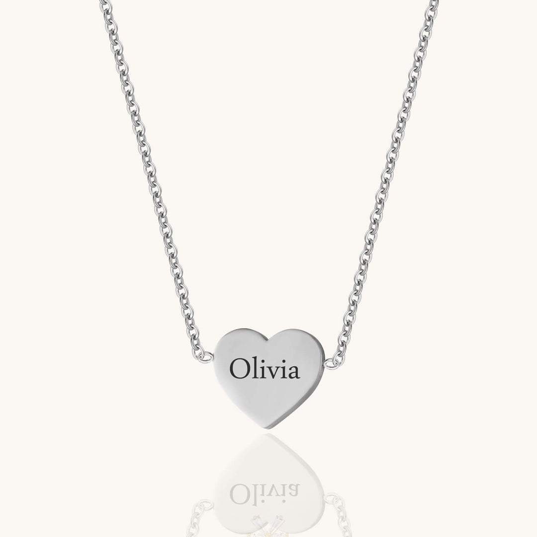Custom Heart Engraved Name Necklace