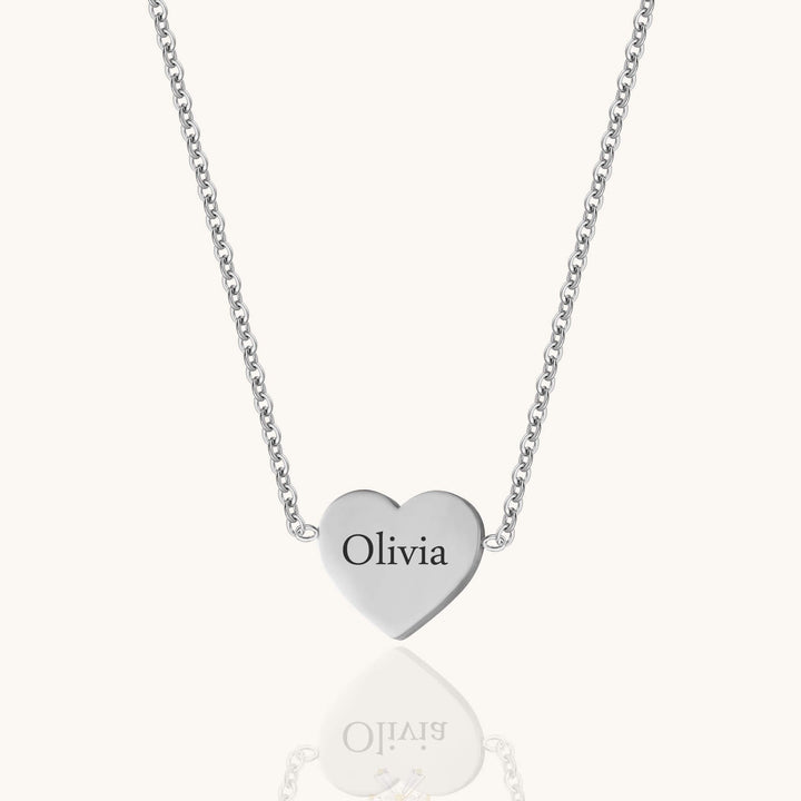 Custom Heart Engraved Name Necklace