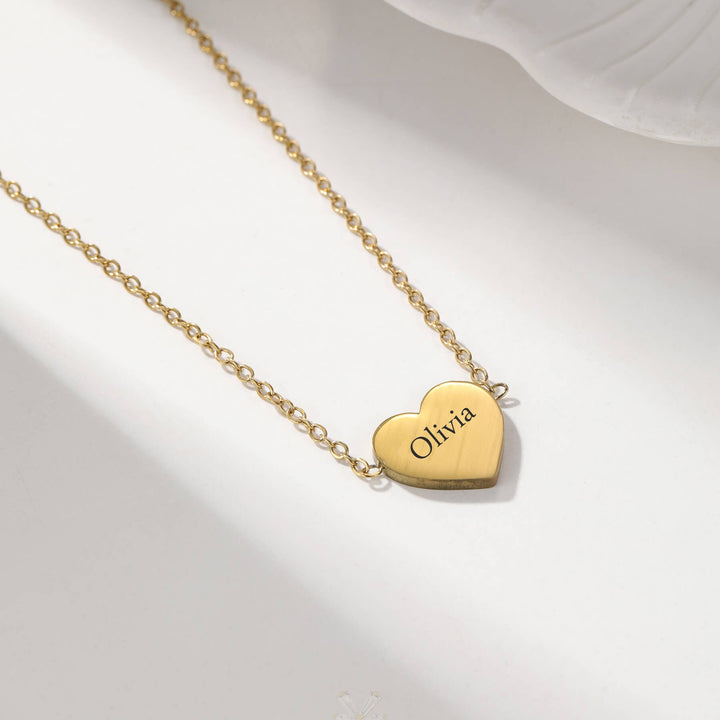Custom Heart Engraved Name Necklace