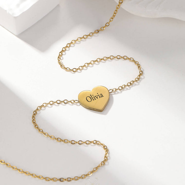 Custom Heart Engraved Name Necklace