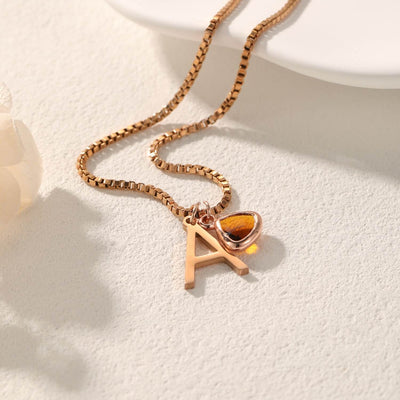 Custom Initial Birthstone Crystal Necklace