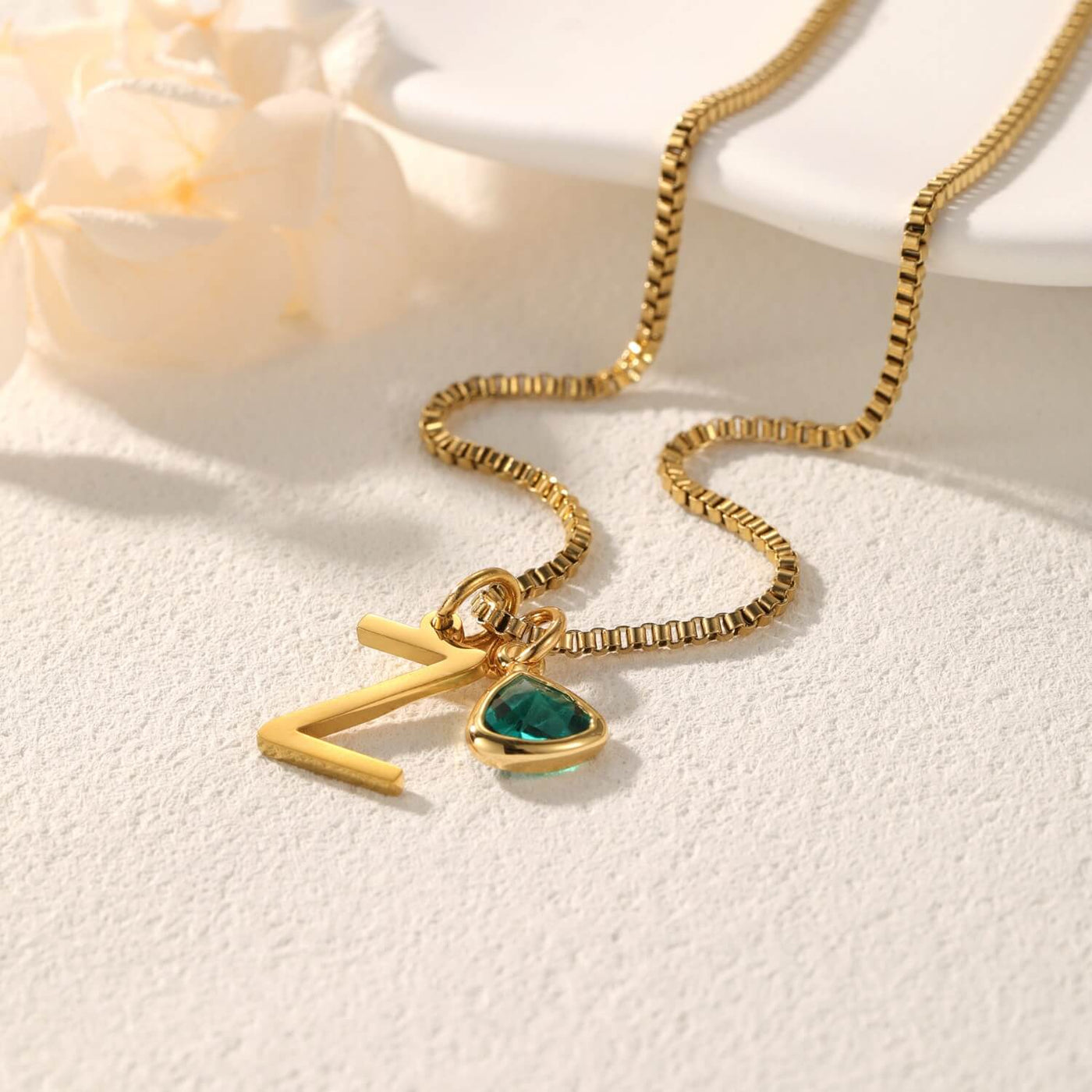 Custom Initial Birthstone Crystal Necklace