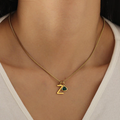 Custom Initial Birthstone Crystal Necklace