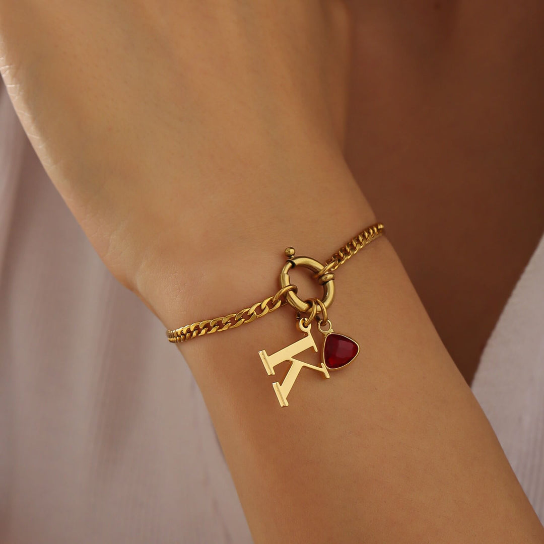 Custom Initial Birthstone Bracelet