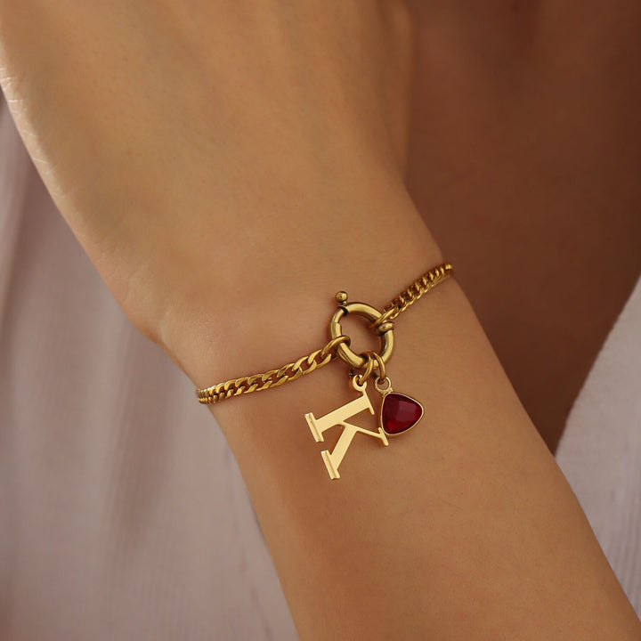Custom Initial Birthstone Bracelet