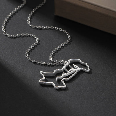 Custom Map Name Necklace | Pakistan