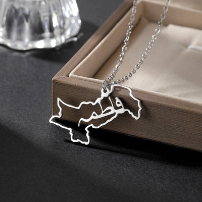Custom Map Name Necklace | Pakistan