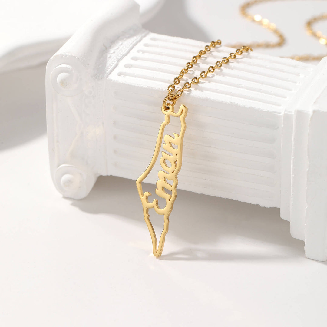 Custom Map Name Necklace | Palestine