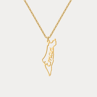 Custom Map Name Necklace | Palestine