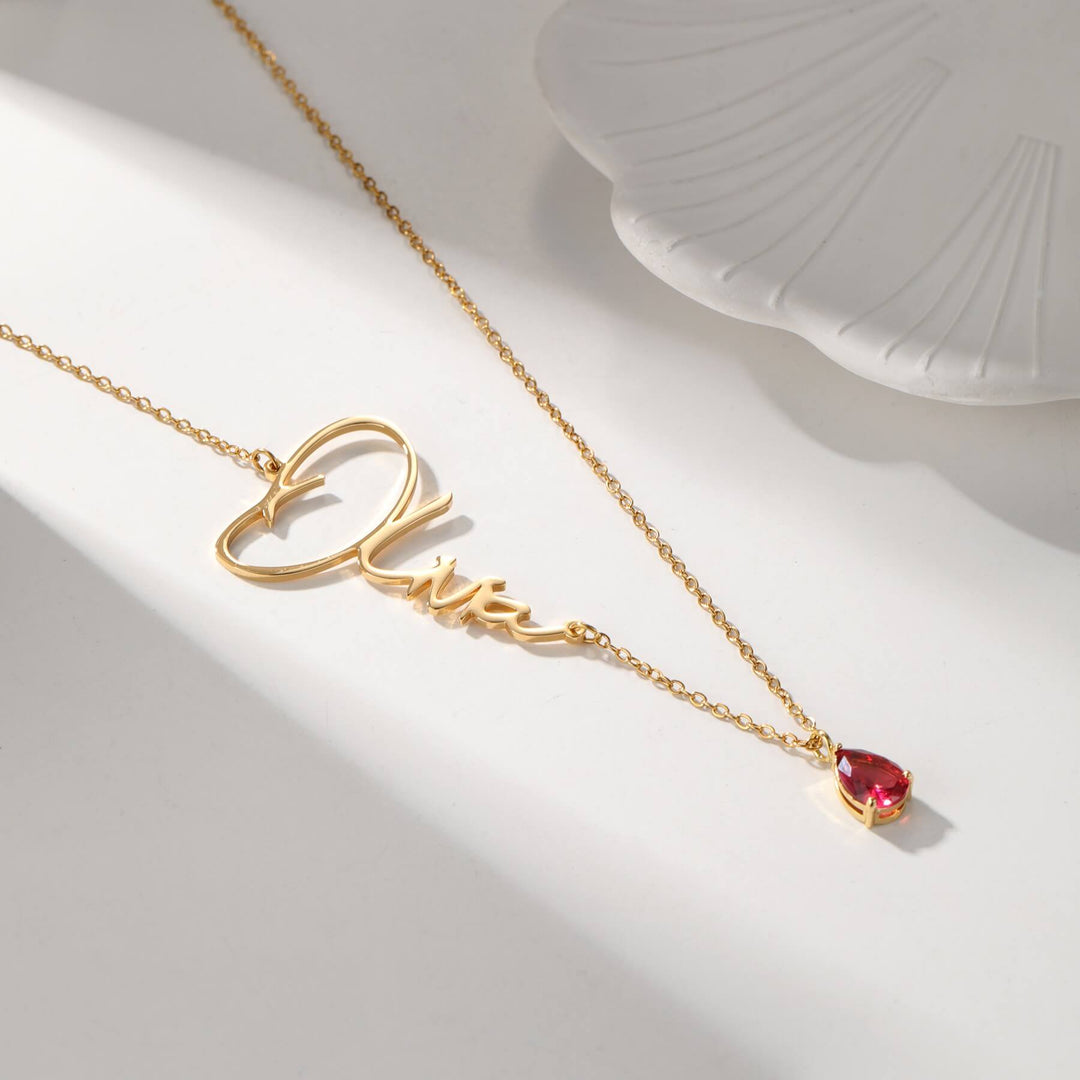 Custom Signature Birthstone Necklace