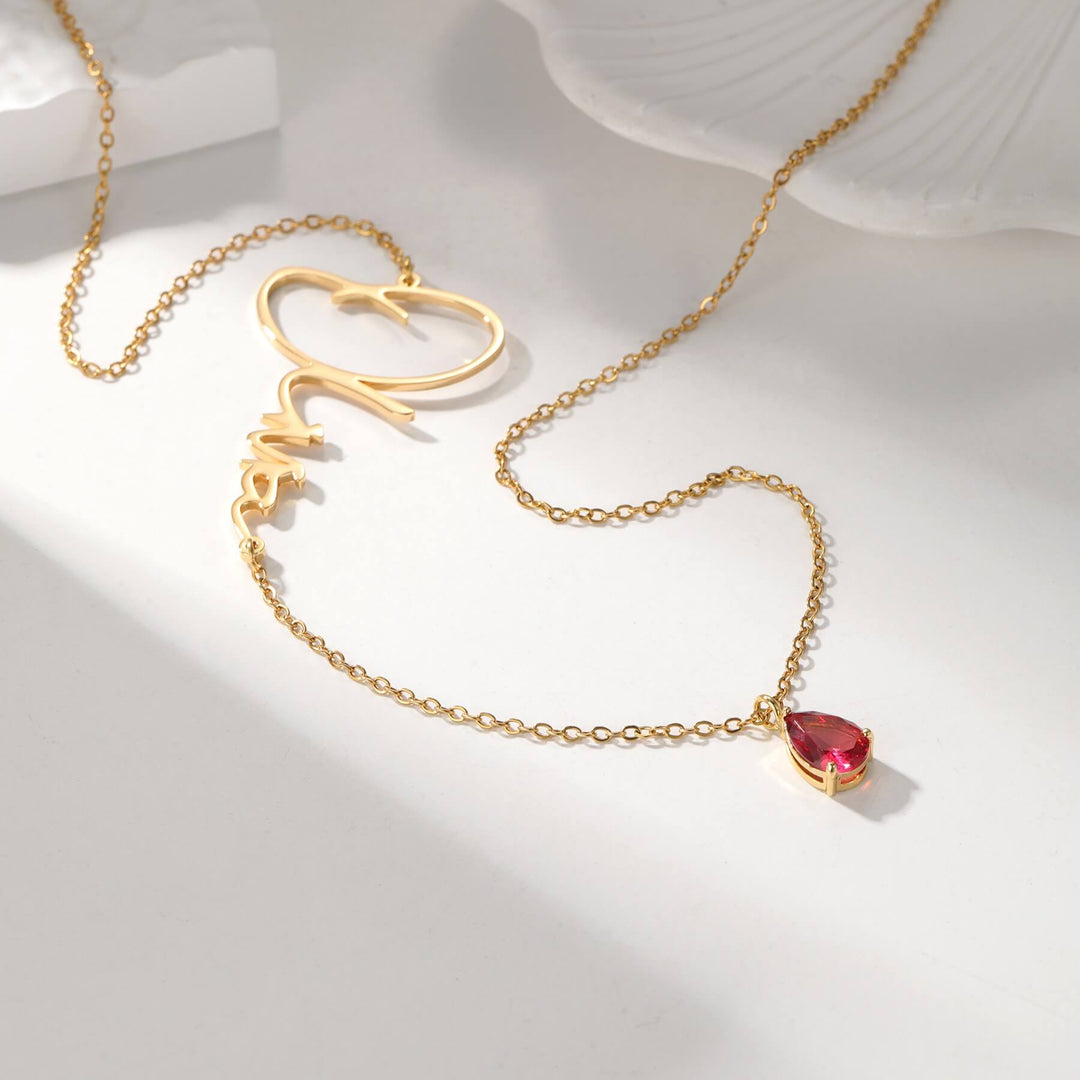 Custom Signature Birthstone Necklace