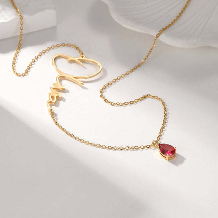 Custom Signature Birthstone Necklace