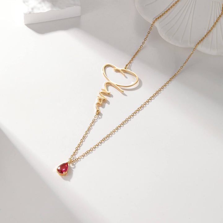 Custom Signature Birthstone Necklace