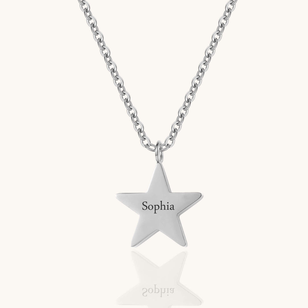 Custom Star Engraved Name Necklace